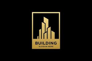inspiración de diseño de logotipo de arquitectura de edificio dorado vector