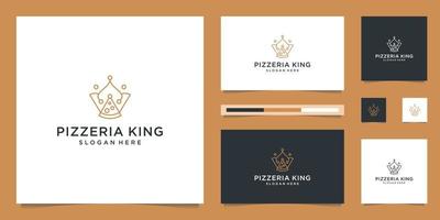 diseño de logotipo pizzería y corona. restaurante de pizza italiana de vector de símbolo.