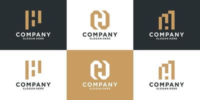 Set of creative letter h logo template. Geometric symbol for financial, marketing, consulting. vector