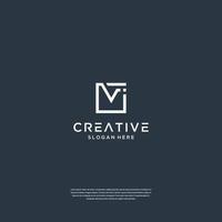 Minimalist initials V with square logo design vector