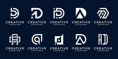 Set of abstract initial letter d, a logo template. icons for business of fashion, sport, automotive, simple. vector