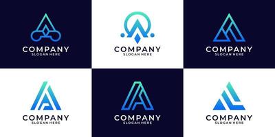 conjunto de letras iniciales abstractas una plantilla de logotipo. íconos para negocios de moda, deporte, automoción, simple.