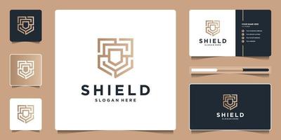 Modern shield security technology with initial S minimal shape concept. Logo design and business card branding for company. vector