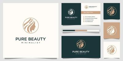 Beauty women face feminine symbol for salon, cosmetic, skin care and spa. logo design and business card vector