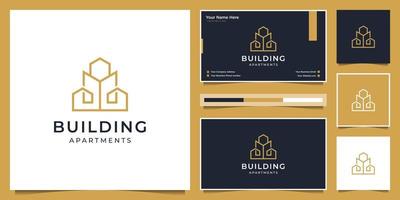 Building logo design with modern concept. city building construction abstract for logo design template. logo design and business card vector