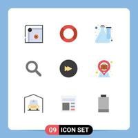 grupo de 9 signos y símbolos de colores planos para la búsqueda de flechas ux elementos de diseño vectorial editables de laboratorio ampliado vector