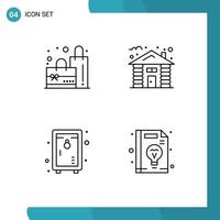 conjunto de pictogramas de 4 colores planos de línea de llenado simple de elementos de diseño vectorial editables de negocios de árboles forestales de parque de bolsas vector