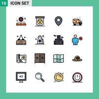 conjunto de 16 iconos de interfaz de usuario modernos símbolos signos para comida bebida mapa camión fontanero elementos de diseño de vectores creativos editables