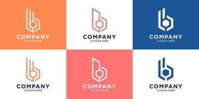 Set of creative logo building construction with letter logo design collection vector