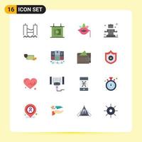 paquete de iconos de vector de stock de 16 signos y símbolos de línea para labios de bienestar de negocios paquete editable de primavera relajante de elementos creativos de diseño de vectores