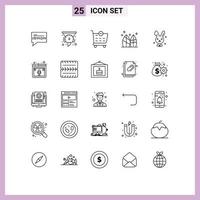 Group of 25 Lines Signs and Symbols for easter surfboard checkout surf sport Editable Vector Design Elements