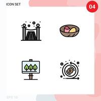 4 Creative Icons Modern Signs and Symbols of design sign bowl egg coin Editable Vector Design Elements
