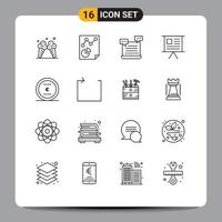 paquete de iconos de vector de stock de 16 signos y símbolos de línea para gráficos de presentación ai finanzas elementos de diseño de vector editables de san valentín