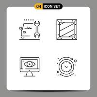 Universal Icon Symbols Group of 4 Modern Filledline Flat Colors of car computer service design surveillance Editable Vector Design Elements