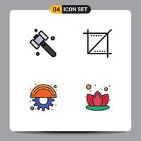 User Interface Pack of 4 Basic Filledline Flat Colors of construction line crop web lily Editable Vector Design Elements