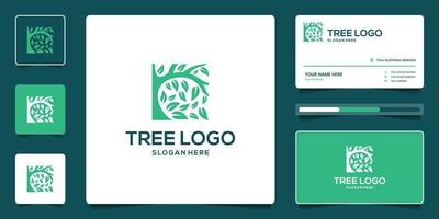 diseño del logotipo del árbol de la vida con tarjeta de visita vector