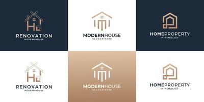 Set of building house logo design template with simple concept vector