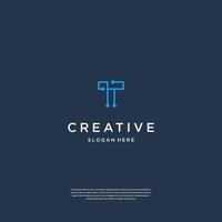 Abstract Combination of Letter T and Technology Symbol Logo Design Inspiration vector