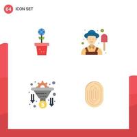 4 Universal Flat Icons Set for Web and Mobile Applications eco filter nature male money Editable Vector Design Elements