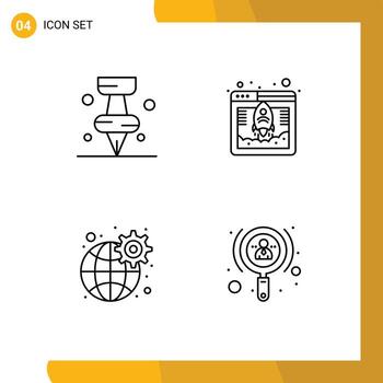 4 User Interface Line Pack of modern Signs and Symbols of education network access web hosting growth Editable Vector Design Elements