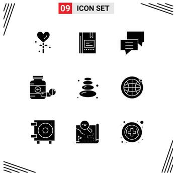 9 Solid Glyph concept for Websites Mobile and Apps pill group note discuss chat Editable Vector Design Elements