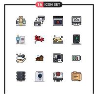 Stock Vector Icon Pack of 16 Line Signs and Symbols for business social market page settings computer Editable Creative Vector Design Elements