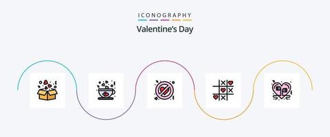 Valentines Day Line Filled Flat 5 Icon Pack Including heart. valentine. adultery. love. game vector