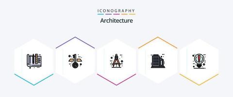 Architecture 25 FilledLine icon pack including idea. skyscraper. architect. company. tool vector