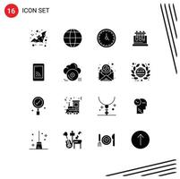 16 Creative Icons Modern Signs and Symbols of cell science clock chemistry lab Editable Vector Design Elements