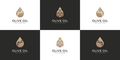 Set collection olive oil, symbols for beauty salon, skincare, cosmetic, yoga and spa products. vector