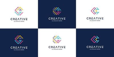 Set of creative initial letter c colorfully logo design collection. vector