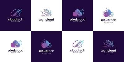 Set of creative cloud tech logo design. idea symbol for tech, digital, internet, computing, etc. vector