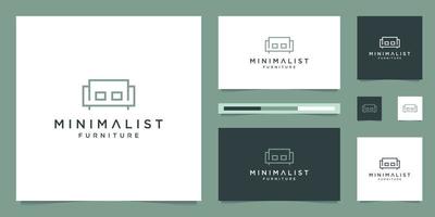 Premium furniture logo design. Luxurious interior design line sofa chairs. vector