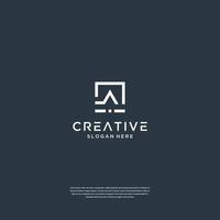 Abstract initials A with square logo design vector