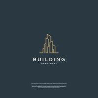 Building logo design real estate, architecture, construction with line art vector