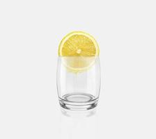 fresh lemon and slices dripping on Empty glass. health care concept photo