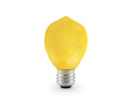 Lemon lamp. Lemon fruit in the form of light bulbs on a white background photo