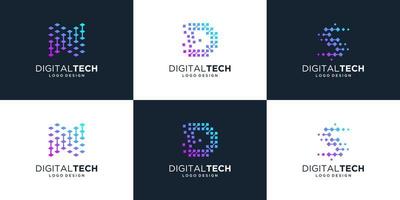 colección de diseño de logotipo de letra n, d y s. símbolo de tecnología digital, punto, computadora, datos, internet. vector