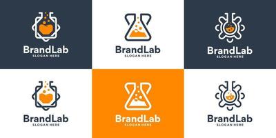 Set of creative glass laboratory logo design collection. Simple lab symbol ready to use. vector