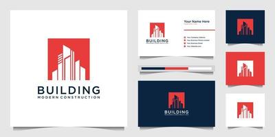 design logos and building construction business cards, inspiring city building abstract logos vector