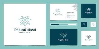 palmera. concepto de diseño abstracto para agencias de viajes, resorts tropicales, hoteles de playa. símbolo de vacaciones de verano. plantilla de diseño de logotipo vectorial. vector