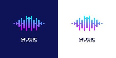 Music wave logo design inspiration vector