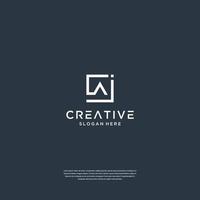 Abstract initials A with square logo design template vector