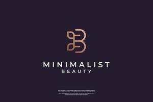 Luxury initial B and leaf logo design inspiration vector