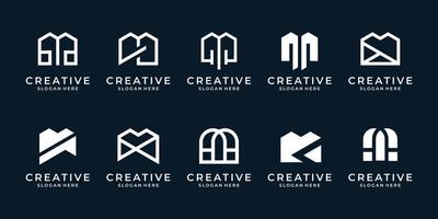 Set of abstract letter m logo template. Creative icon with flat and minimalist style. vector