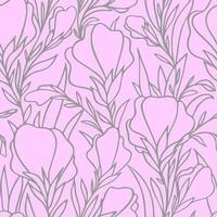 simple two-tone seamless pattern of gray large contours of flowers on a pink background, texture, design photo