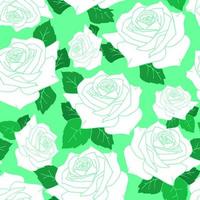 seamless pattern of large white rose flowers on a green background, texture, design photo