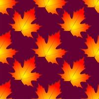 seamless symmetrical pattern of autumn maple leaves on a dark magenta background, texture, design photo