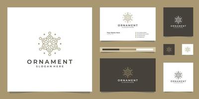 luxury beauty flourishes ornament monogram logo design vector and business card.