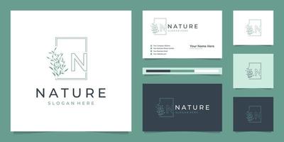 Elegant leaf logo design line art. Can be used for beauty salons, decorations, boutiques, spas, yoga, cosmetic and skin care products. premium business card vector. vector